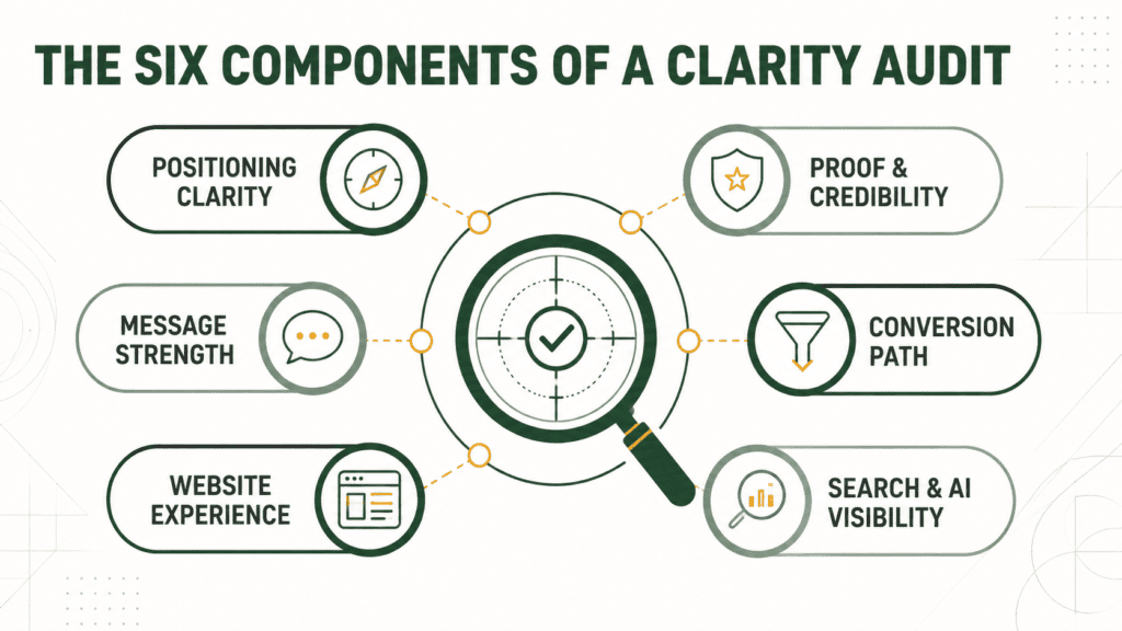 The six components of Precision Practices Clarity Audit